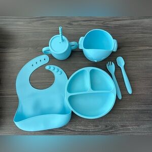 6-Piece Blue Silicone Baby Feeding Set